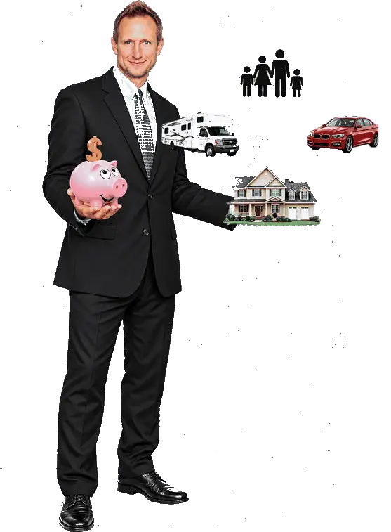Trevin Webb with the things he insures orbiting around him